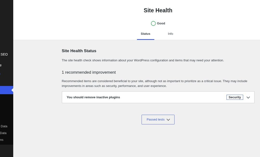 WordPress Site Health status screen used to identify technical problems