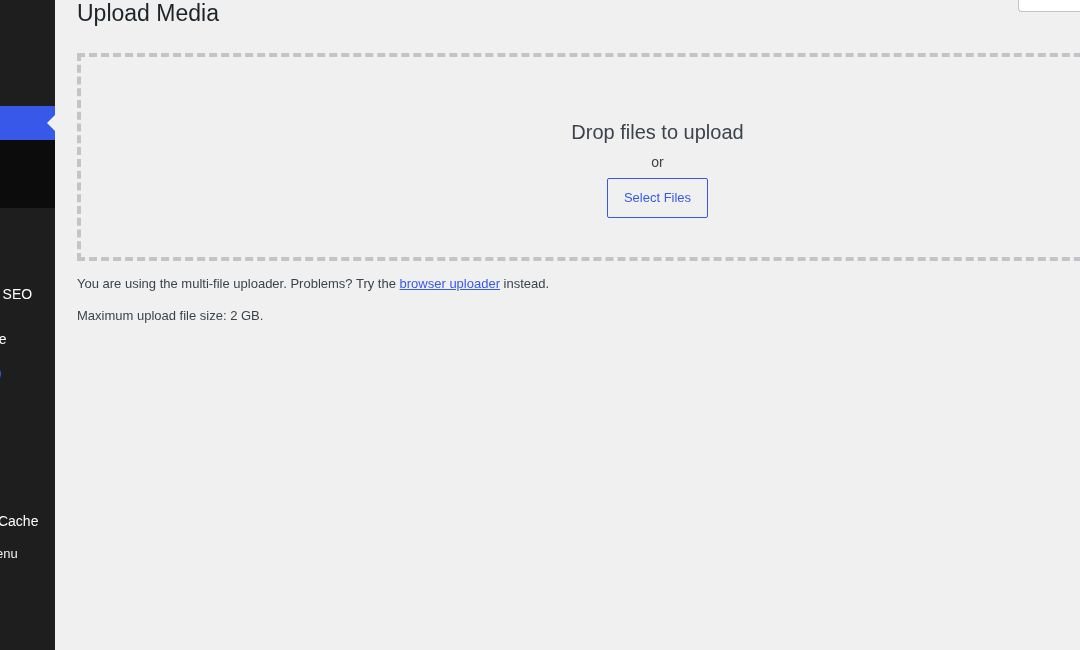 WordPress Upload Media screen
